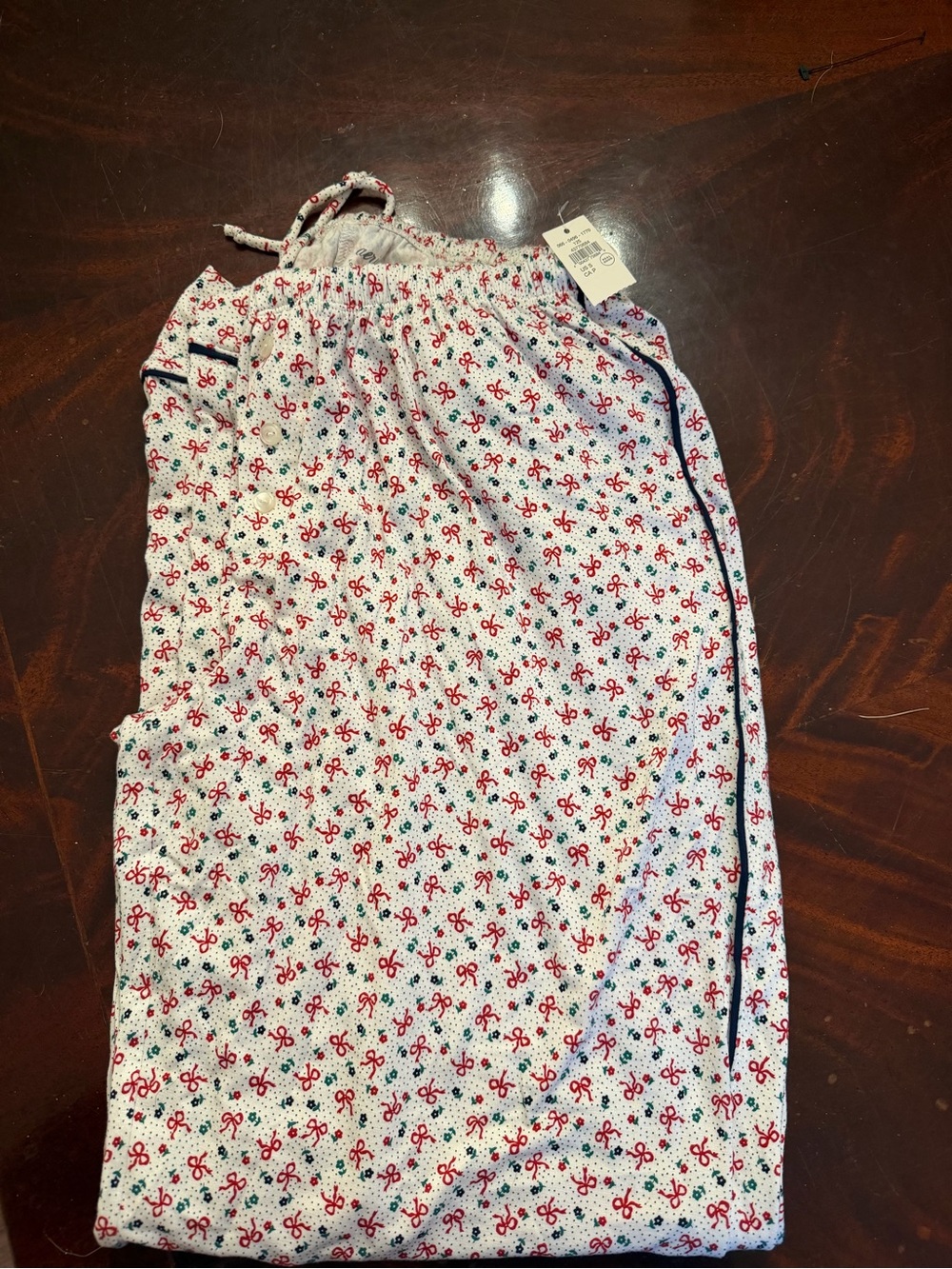Aerie Overslept Real Soft Pajama Pants S Muslin Holiday Red Bow Floral NWT